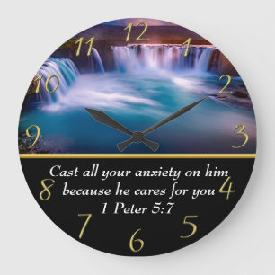 1 Peter 5:7 Christelijke Faith waterval Grote Klok