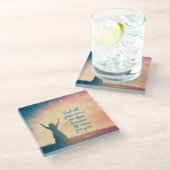 1 Peter 5:7 Gegoten al uw geef op hem, Manuscript Glazen Onderzetter (Schuin)