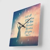 1 Peter 5:7 Gegoten al uw geef op hem, Manuscript Vierkante Klok (Hoek)