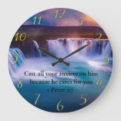 1 Peter 5:7 Gold Christelijke trouw Prayer Grote Klok (Voorkant)