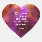 1 Peter 5:7 Hart Sticker (Voorkant)