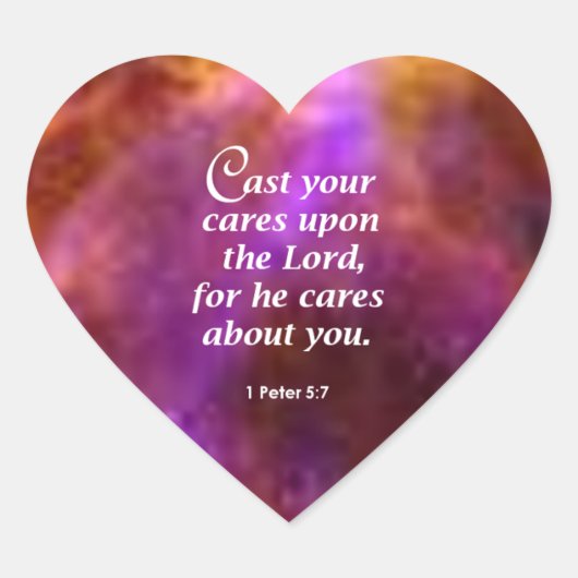 1 Peter 5:7 Hart Sticker (Voorkant)