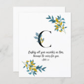 1 Peter 5:7, Letter C, waterverf scriptcard (Voorkant / Achterkant)