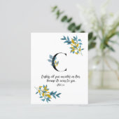 1 Peter 5:7, Letter C, waterverf scriptcard (Staand voorkant)