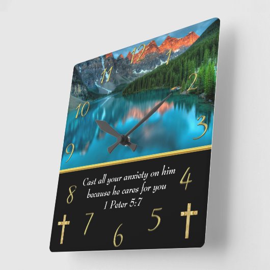 1 Peter 5:7-meer Vierkante Klok (Hoek)