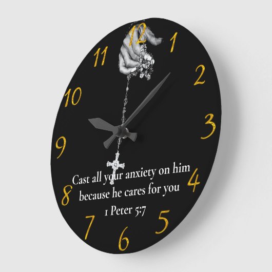 1 Peter 5:7, met kruis Grote Klok (Hoek)