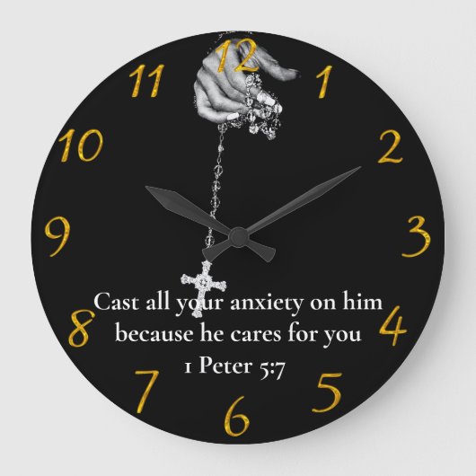 1 Peter 5:7, met kruis Grote Klok (Voorkant)