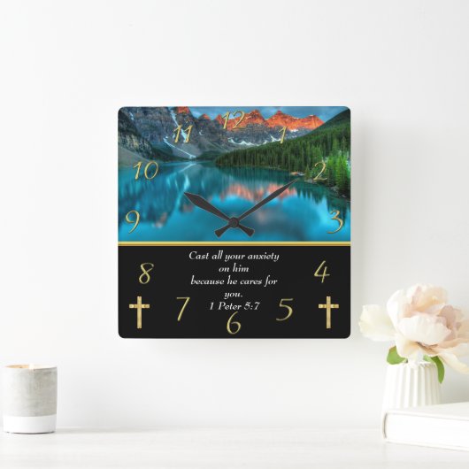 1 Peter 5:7 Muur Square Wall Clock Vierkante Klok (Huis)