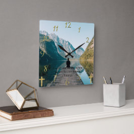 1 Peter 5:7 op de dok Vierkante Klok