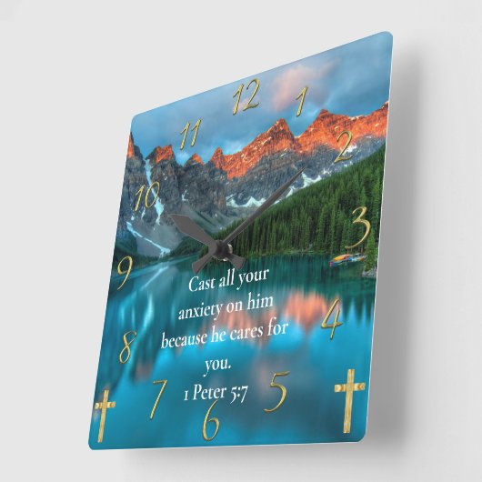 1 Peter 5:7 prachtige uitzicht van het meer Vierkante Klok (Hoek)