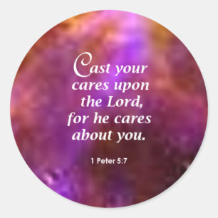 1 Peter 5:7 Ronde Sticker