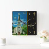 1 Peter 5:7 White Church Vierkante Klok (Huis)
