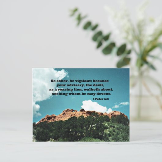 1 Peter 5:8 Wees nuchter, wees waakzaam, want... Briefkaart (Staand voorkant)
