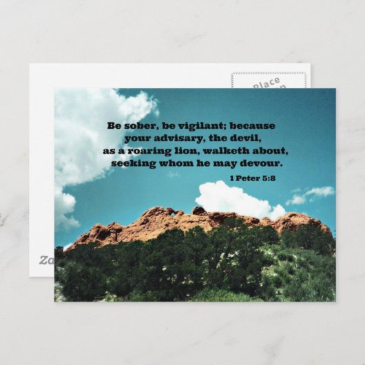 1 Peter 5:8 Wees nuchter, wees waakzaam, want... Briefkaart (Voorkant / Achterkant)