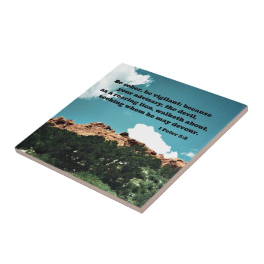 1 Peter 5:8 Wees nuchter, wees waakzaam, want... Tegeltje (Zijkant)