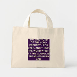 1 Petrus 1:25 Het Woord van de Heer duurt Evangeli Mini Tote Bag