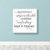 1 Petrus 1:4 Zwart en Wit Canvas Print  (Insitu (Houten vloer))