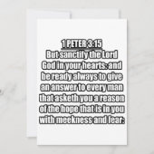 1 Petrus 3:15 Statenvertaling Bijbelvers Kaart (Voorkant)