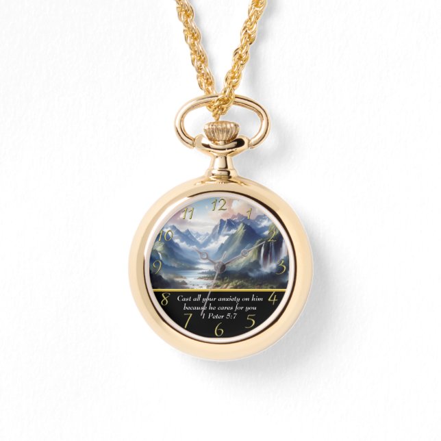 1 Petrus 5:7 bergmeer  Horloge (Voorkant)