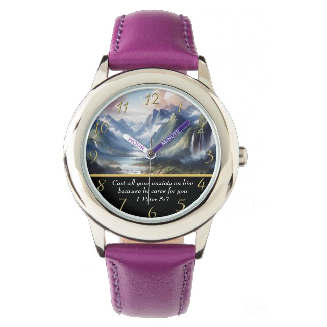 1 Petrus 5:7 bergmeer  Horloge (Voorkant)