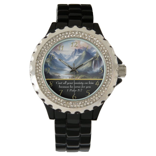 1 Petrus 5:7 bergmeer  Horloge (Voorkant)