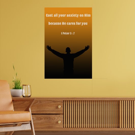 1 Petrus 5:7 Bijbel Verse Aanmoediging Poster (Woonkamer 2)