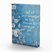 1 Petrus 5:7 Bijbelvers Afbeelding Fotoblokken (Rechts)