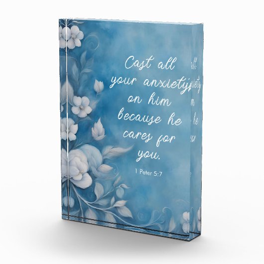 1 Petrus 5:7 Bijbelvers Afbeelding Fotoblokken (Rechts)