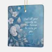 1 Petrus 5:7 Bijbelvers Afbeelding Keramisch Ornament (Links)