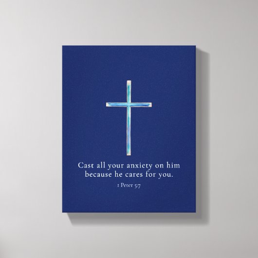 1 Petrus 5:7 Minimalistisch kruis Canvas Afdruk (Voorkant)