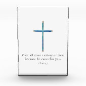 1 Petrus 5:7 Minimalistisch kruis Fotoblokken (Voorkant)