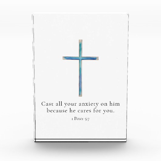 1 Petrus 5:7 Minimalistisch kruis Fotoblokken (Voorkant)