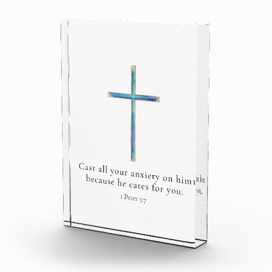 1 Petrus 5:7 Minimalistisch kruis Fotoblokken (Rechts)