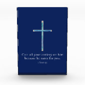 1 Petrus 5:7 Minimalistisch kruis Fotoblokken (Voorkant)