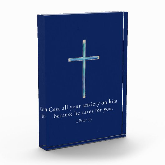 1 Petrus 5:7 Minimalistisch kruis Fotoblokken (Links)