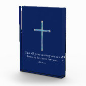 1 Petrus 5:7 Minimalistisch kruis Fotoblokken (Rechts)