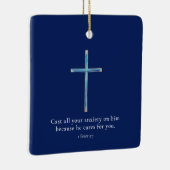 1 Petrus 5:7 Minimalistisch kruis Keramisch Ornament (Rechts)