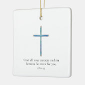 1 Petrus 5:7 Minimalistisch kruis Keramisch Ornament (Links)