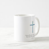 1 Petrus 5:7 Minimalistisch Kruis Koffiemok (Voorkant rechts)