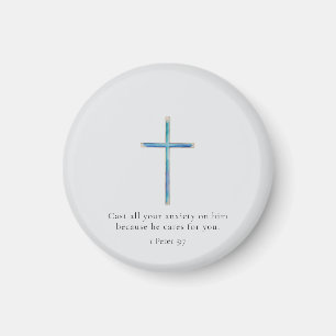 1 Petrus 5:7 Minimalistisch kruis Magneet