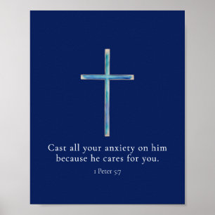 1 Petrus 5:7 Minimalistisch Kruis Poster