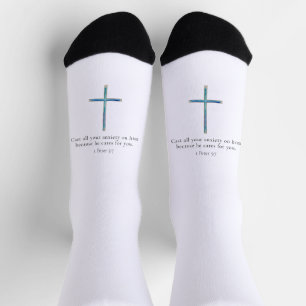 1 Petrus 5:7 Minimalistisch Kruis Sokken