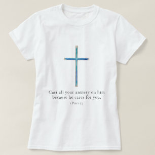 1 Petrus 5:7 Minimalistisch Kruis T-shirt