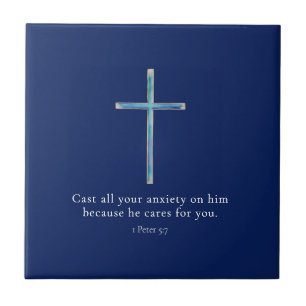 1 Petrus 5:7 Minimalistisch Kruis Tegeltje