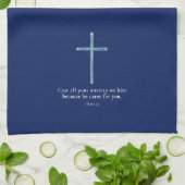 1 Petrus 5:7 Minimalistisch Kruis Theedoek (Gevouwen)