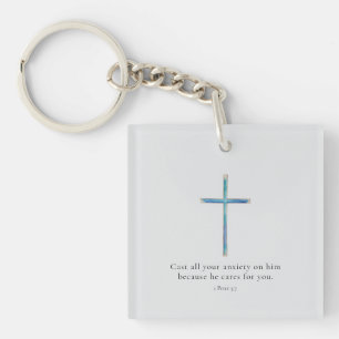 1 Petrus 5:7 Minimalistische Sleutelhanger met Kru