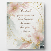 1 Petrus 5:7 Werp al uw zorgen op Hem, Bijbelvers Fotoplaat (Voorkant)