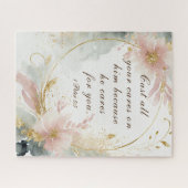 1 Petrus 5:7 Werp al uw zorgen op Hem, Bijbelvers Legpuzzel (Horizontaal)