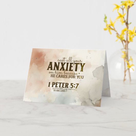 1 Petrus 5:7 Werp uw bezorgdheid op Hem, Bijbelver Kaart (Gele Bloem)