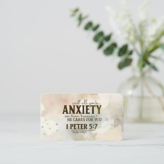 1 Petrus 5:7 Werp uw bezorgdheid op Hem, Bijbelver Visitekaartje (Staand voorkant)